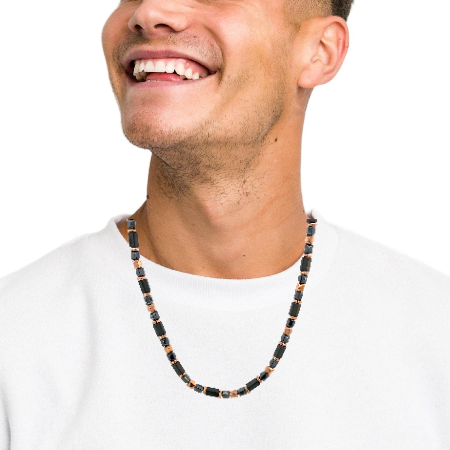 Hector by Marcello Pane Black Steel and Rose Gold Necklace