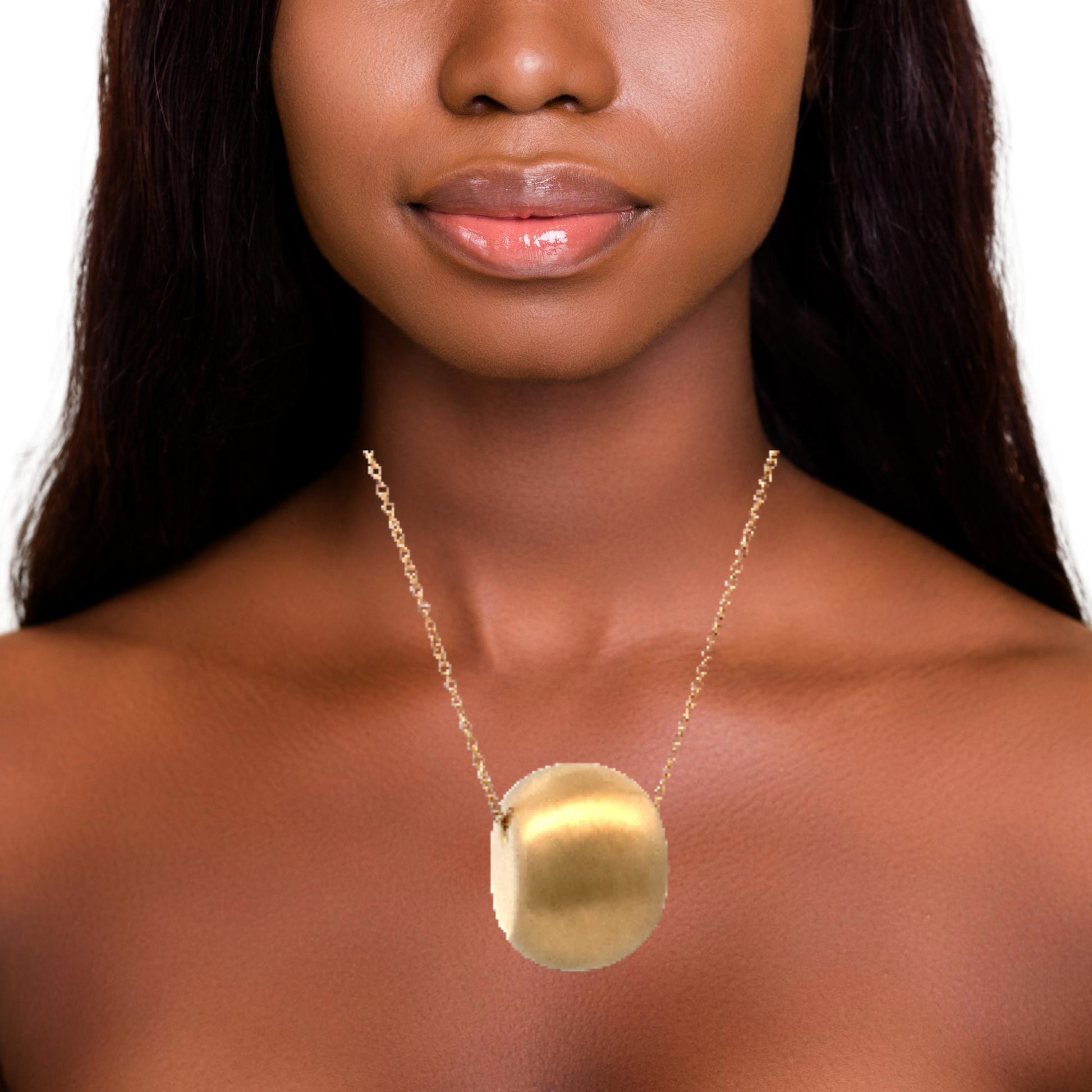 14K Statement Piece Brushed Big ball Necklace | Luby Gold Collection | Luby 
