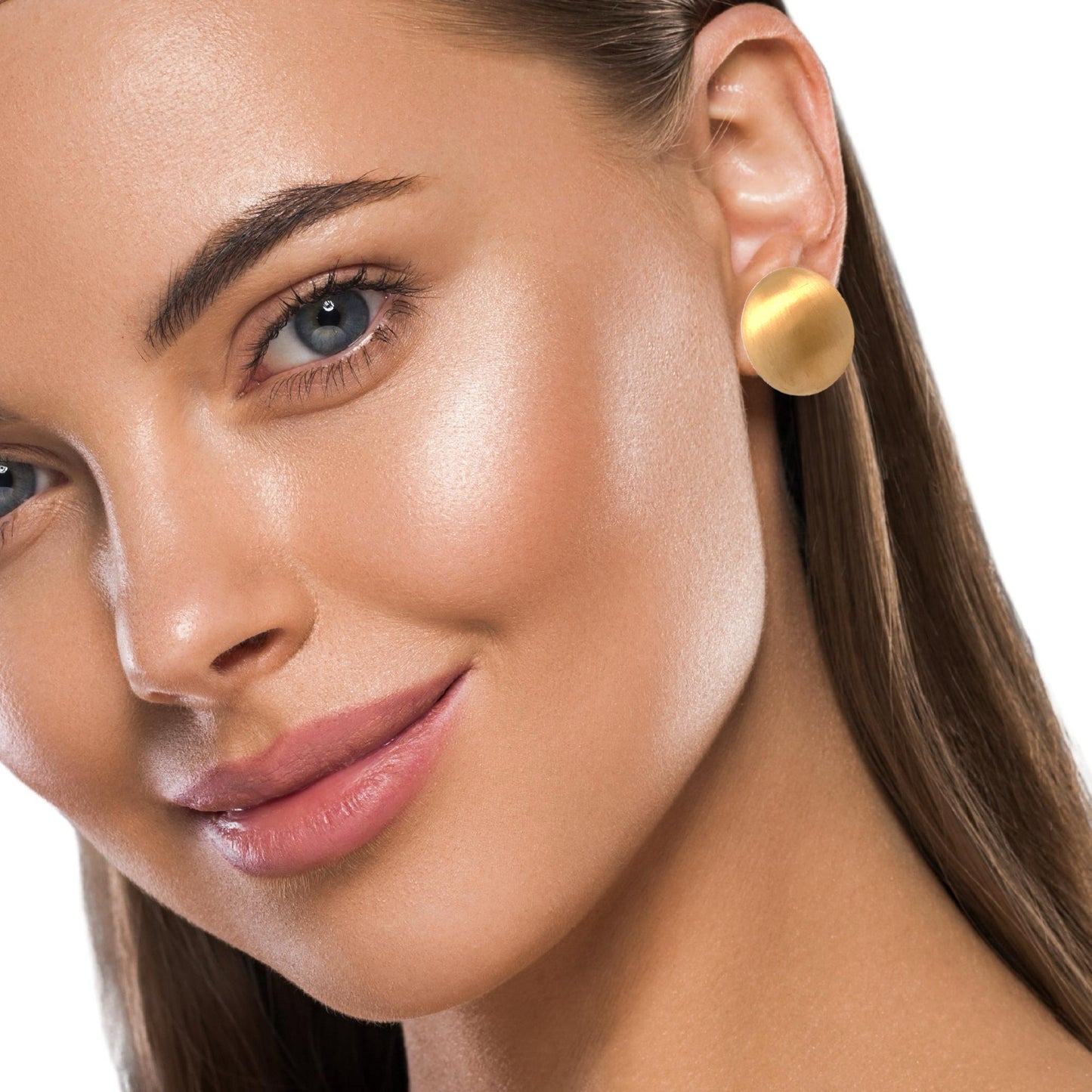 14K Gold Brushed Ball Earrings