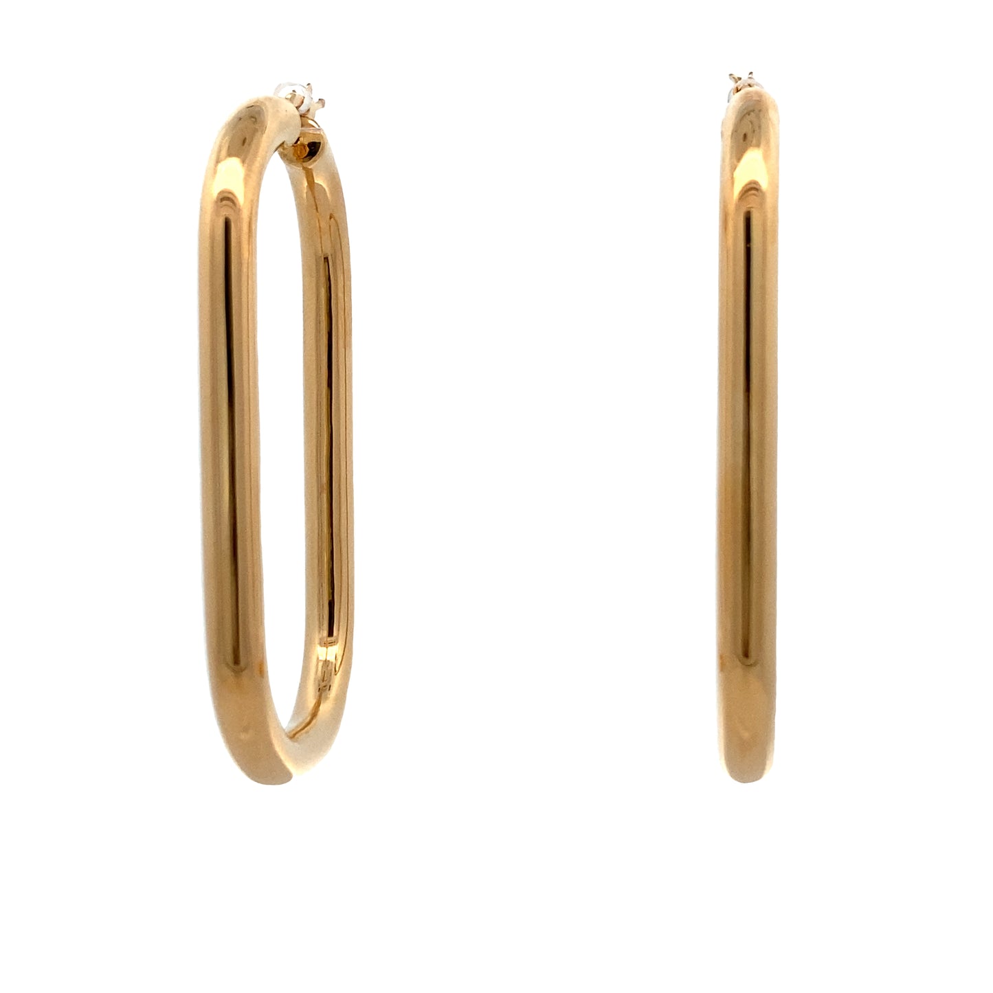 14K Gold Rectangle Shape Earrings Hoops