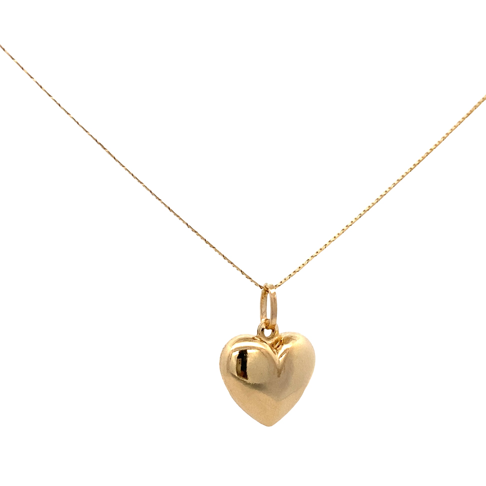 14K Gold Medium Puff Heart Pendant | Luby Gold Collection | Luby 