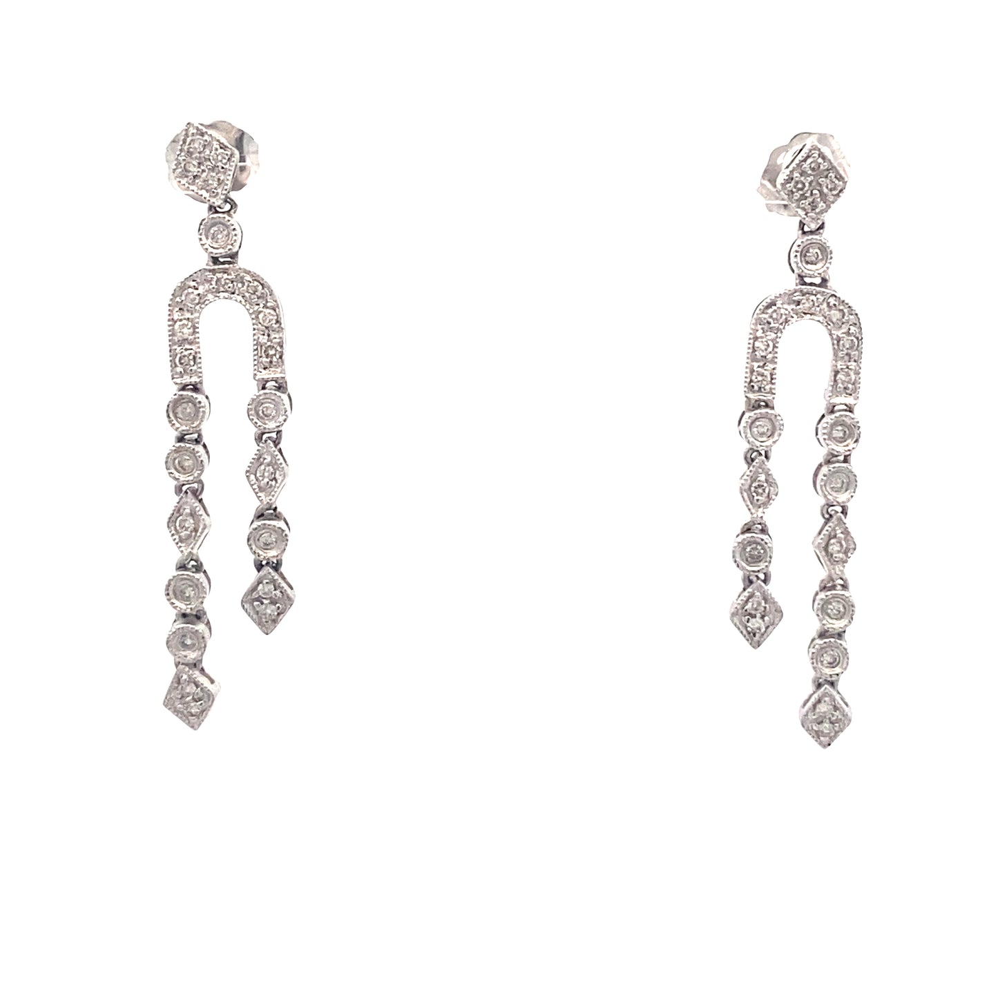 14K White Gold U Diamonds Long Earrings | Luby Diamond Collection | Luby 