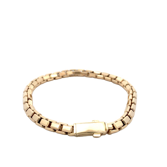 14K Gold Regal Square Link Bracelet