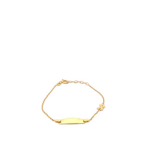 14K Gold Baby Bracelet with Engravable Plate