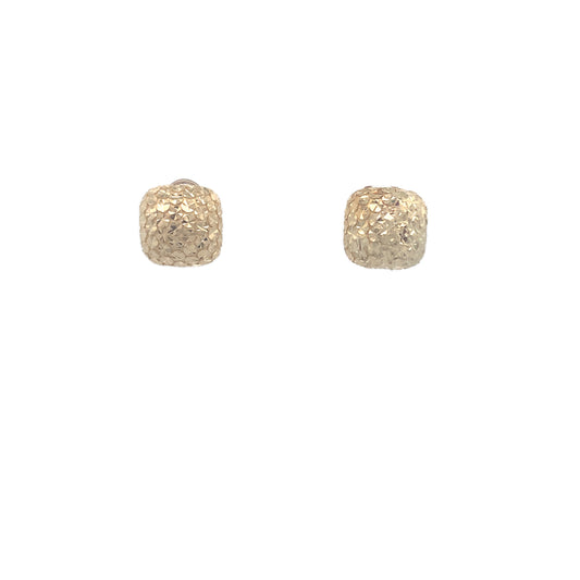 14K Gold Square Diamond Cut  Earrings