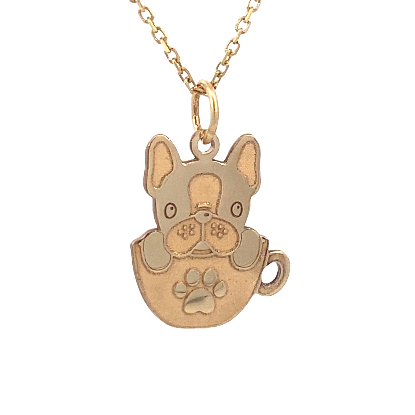 14K Gold Puppy in a Cup Pendant