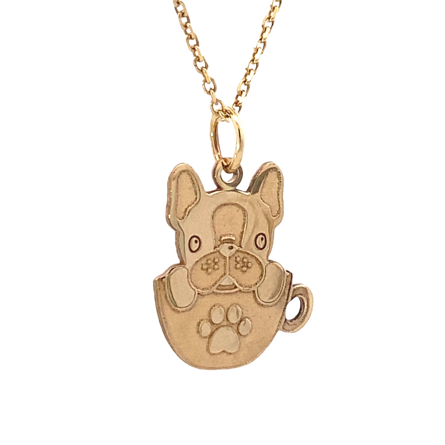 14K Gold Puppy in a Cup Pendant