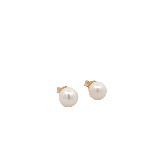 14K Gold Pearl 7mm Stud Earrings