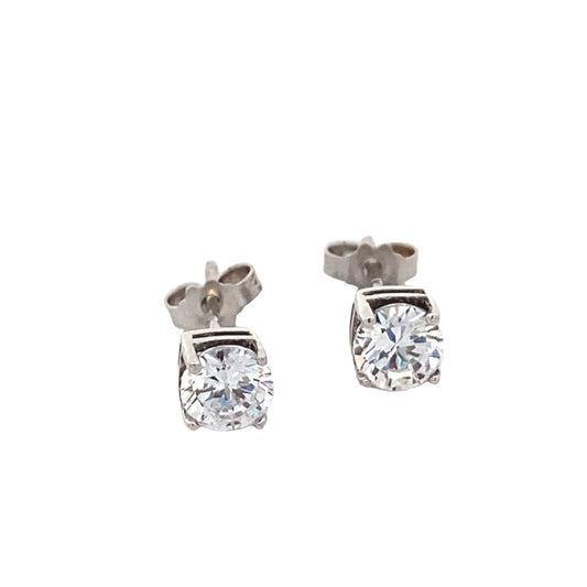 14k White Gold Stud with CZ