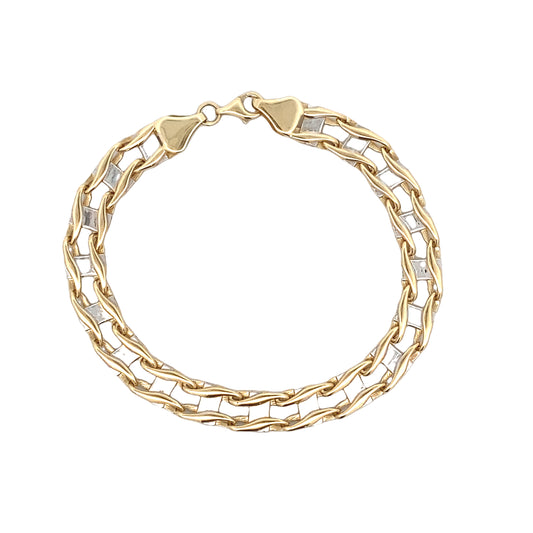 14k Gold Reversible Two Tone Link Bracelet