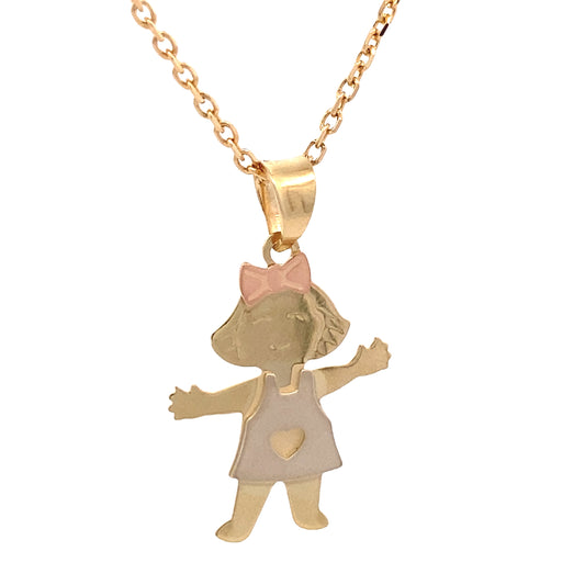 14K Gold 3/C Girl Pendant