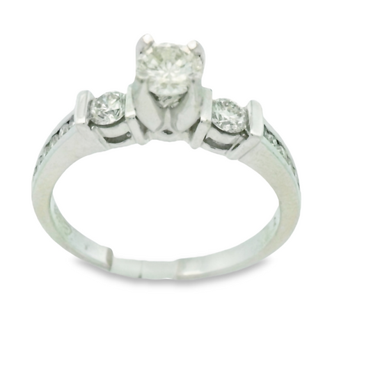 14k Diamond Triple Stone White Gold Engagement Set | Luby Diamond Collection | Luby 