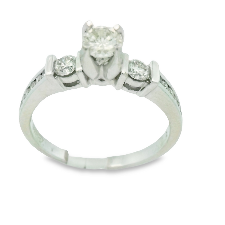 14k Diamond Triple Stone White Gold Engagement Set