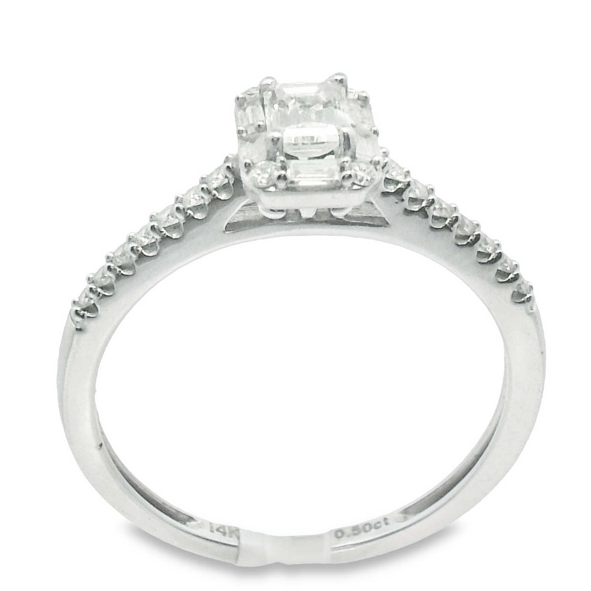 14K DIAMOND Emerald-Shaped White Gold Engagement Ring | Luby Diamond Collection | Luby 
