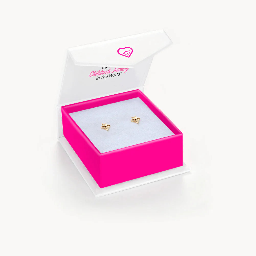 14k Sweet Bee Girl Earrings | Children Collection | Luby 