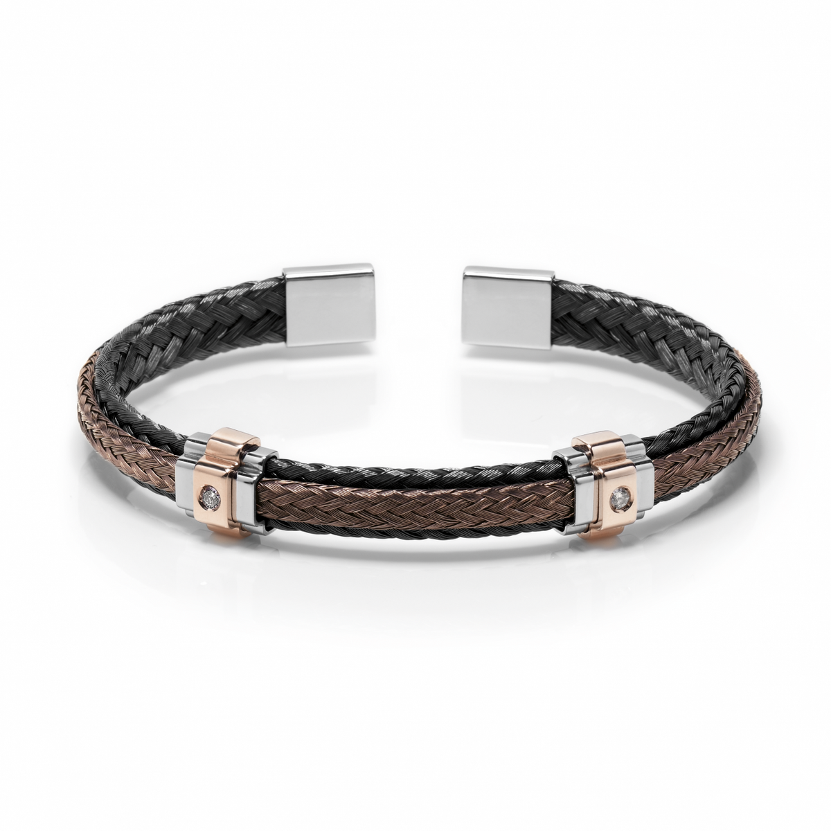 Baraka Cuff Bracelet Black/ Brown PVD with Diamond | Baraka | Luby 