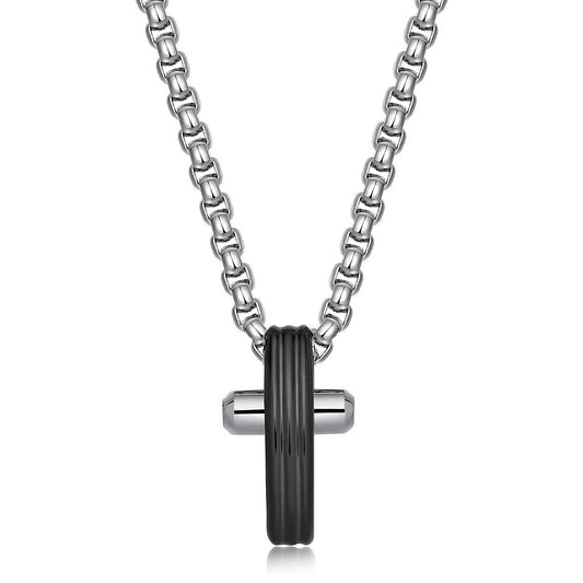 Men Necklace and Pendant Cross Gunmetal | Brosway Italia | Luby 