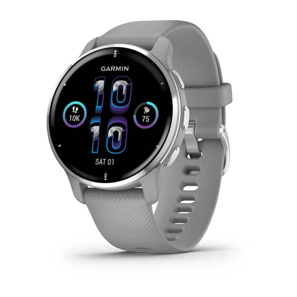 Venu® 2 Plus Silver Stainless Steel Bezel with Powder Gray Case and Silicone Band | Garmin | Luby 