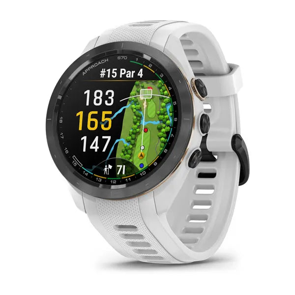 Approach® S70 - 42 mm Black Ceramic Bezel with White Silicone Band | Garmin | Luby 