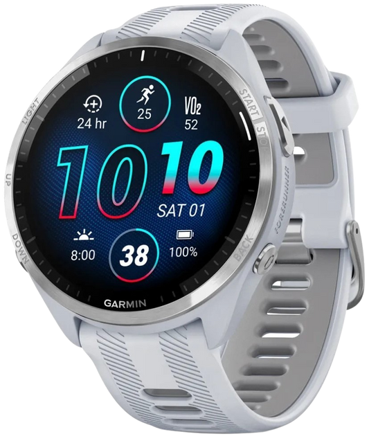Forerunner® 965 Titanium Bezel with Whitestone Case and Whitestone/Powder Gray Silicone Band | Garmin | Luby 