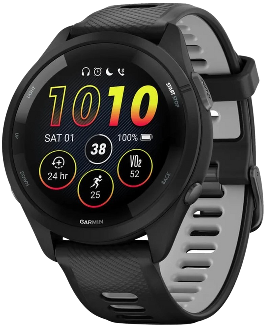 Forerunner® 265 Black Bezel and Case with Black/Powder Gray Silicone Band | Garmin | Luby 
