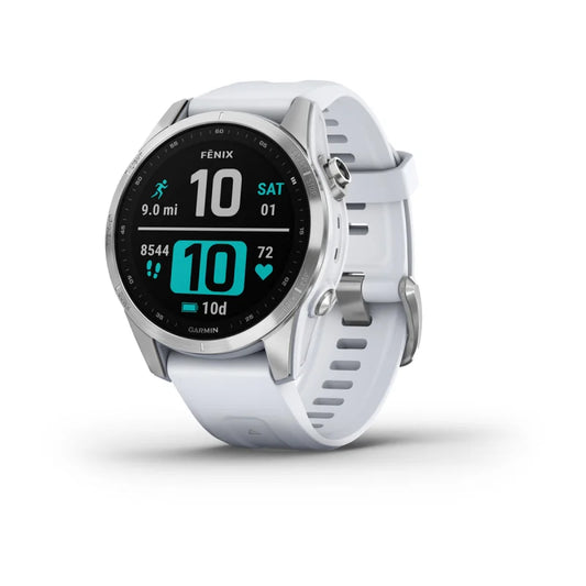 Fēnix® 7S – Standard Edition Silver with Whitestone Band | Garmin | Luby 