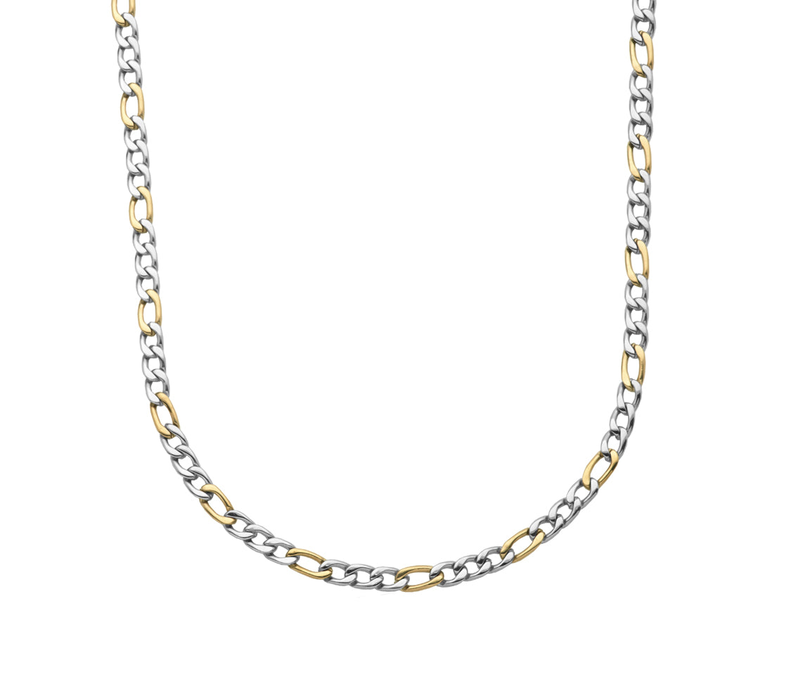 A.R.Z. Two Tone Figaro Link Necklace | ARZ Steel | Luby 