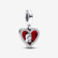 Red Heart & Keyhole Double Dangle Enamel & Clear | Pandora | Luby 