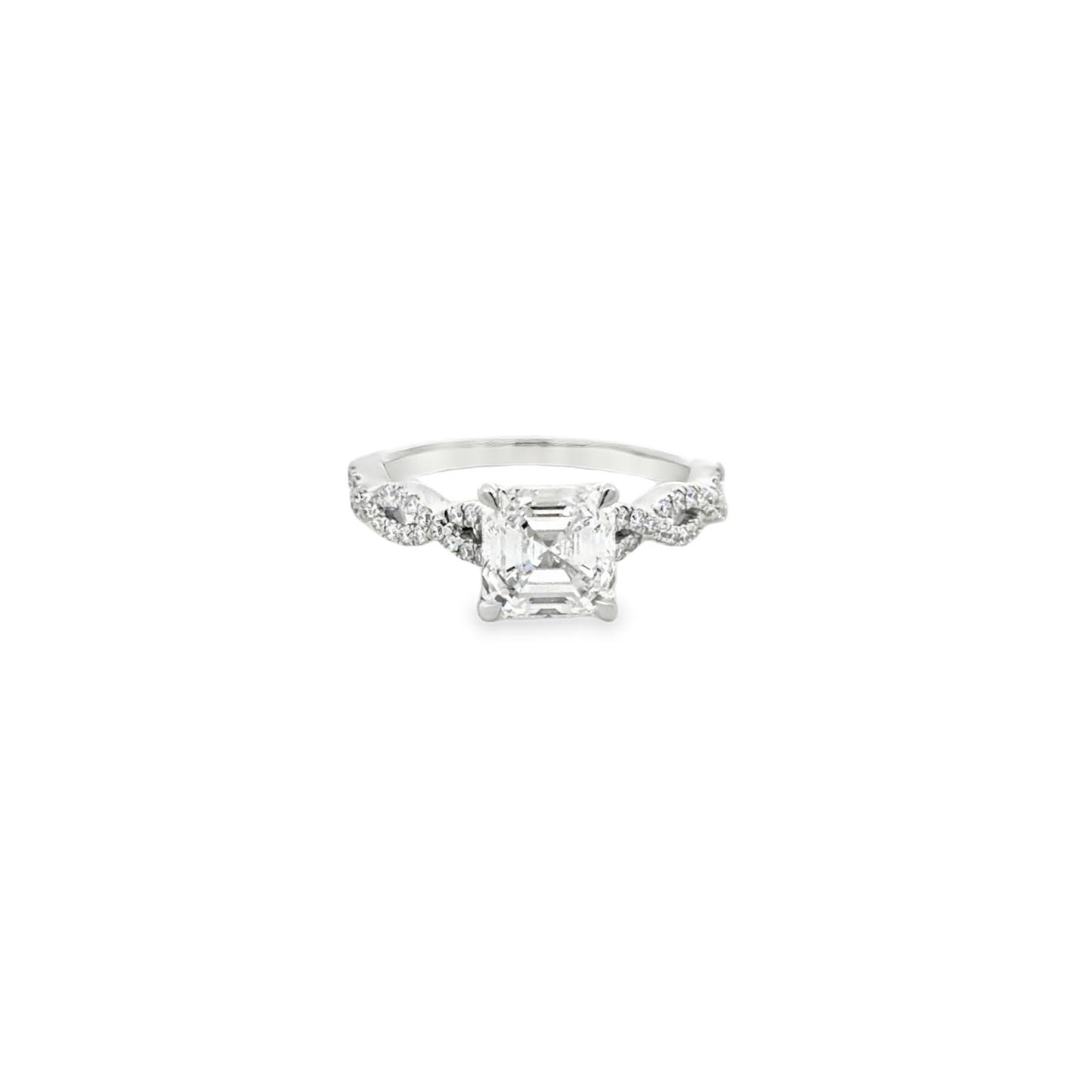 14K White Gold Swirl Princess Cut Diamond | Luby Diamond Collection | Luby 