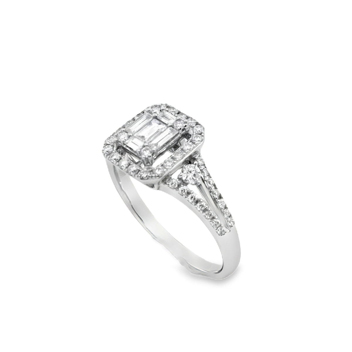 Zeghani White Gold Princess Cut Halo Engagement Ring | Zeghani | Luby 