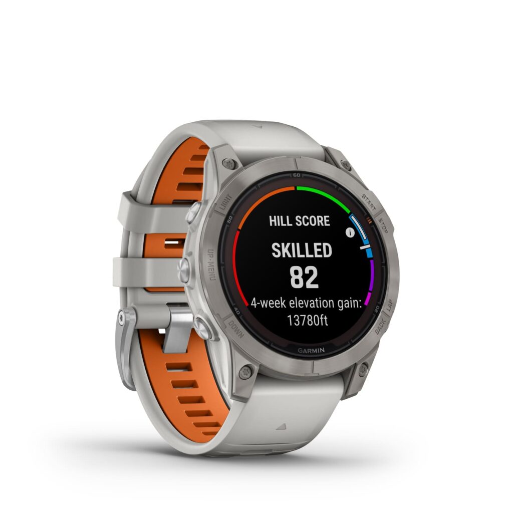 fēnix® 7X Pro – Sapphire Solar Edition Titanium with Fog Gray/Ember Orange Band | Garmin | Luby 