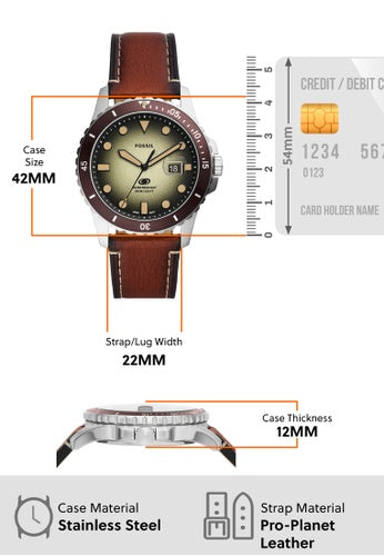Fossil Blue Three-Hand Date Brown LiteHide™ Leather Watch | Fossil | Luby 
