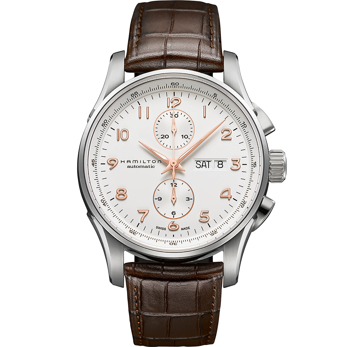 Jazzmaster Maestro Automatic Chronograph (White/Brown) | Hamilton | Luby 