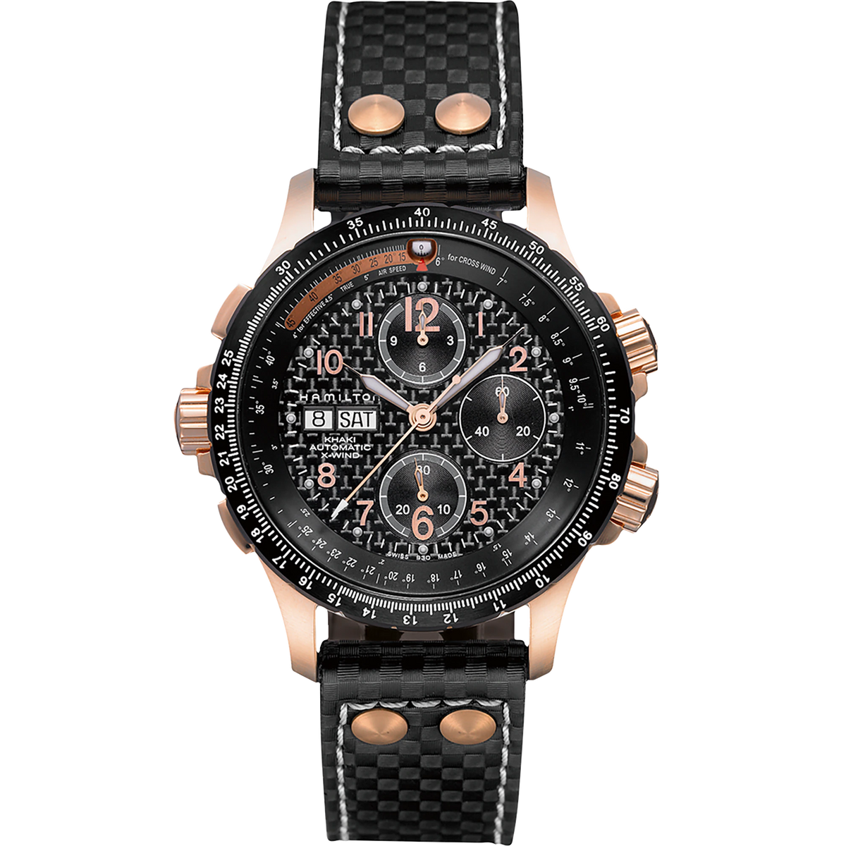 Khaki Aviation X-Wind Automatic Chronometer (Rose-Gold/Black) | Hamilton | Luby 
