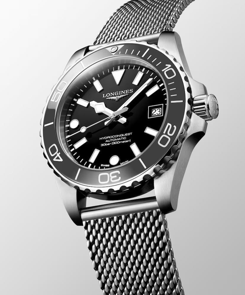 HYDROCONQUEST 39MM BLACK DIAL/ GREY CERAMIC BEZEL
