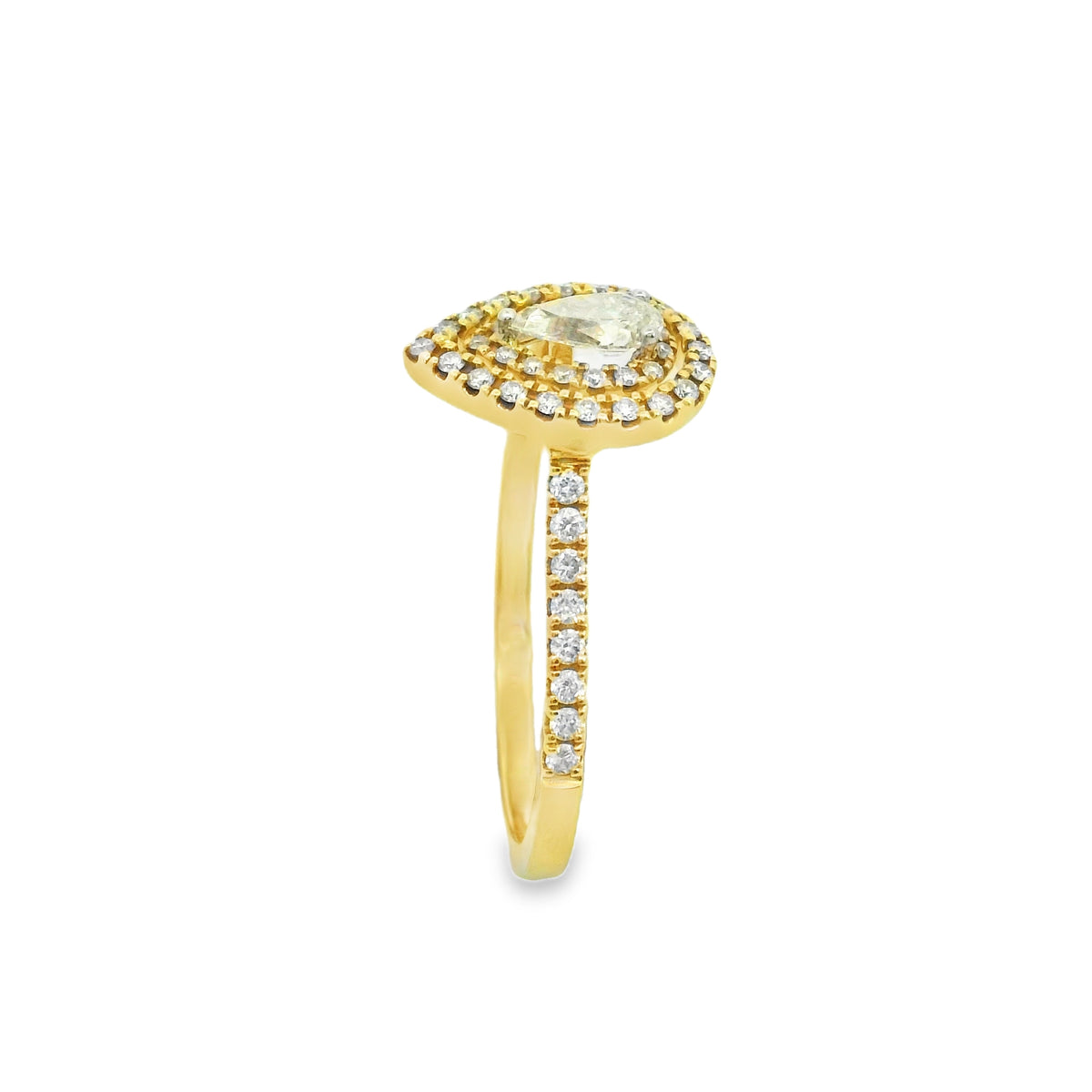 Zeghani Gold Pear Cut Delicate Diva Engagement Ring | Zeghani | Luby 