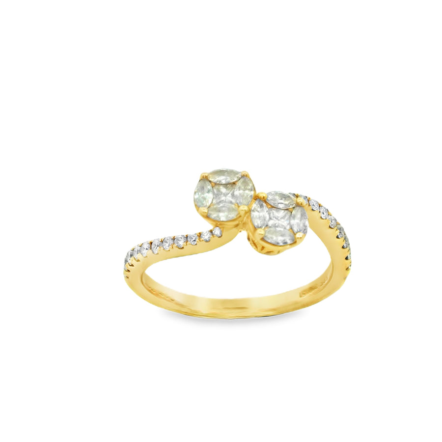 Zeghani Gold Twisted Lines Engagement Ring