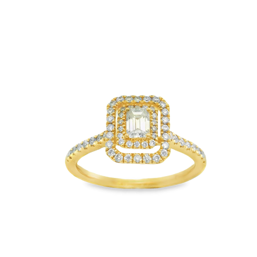 Zeghani Gold Emerald Cut Halo Engagement Ring