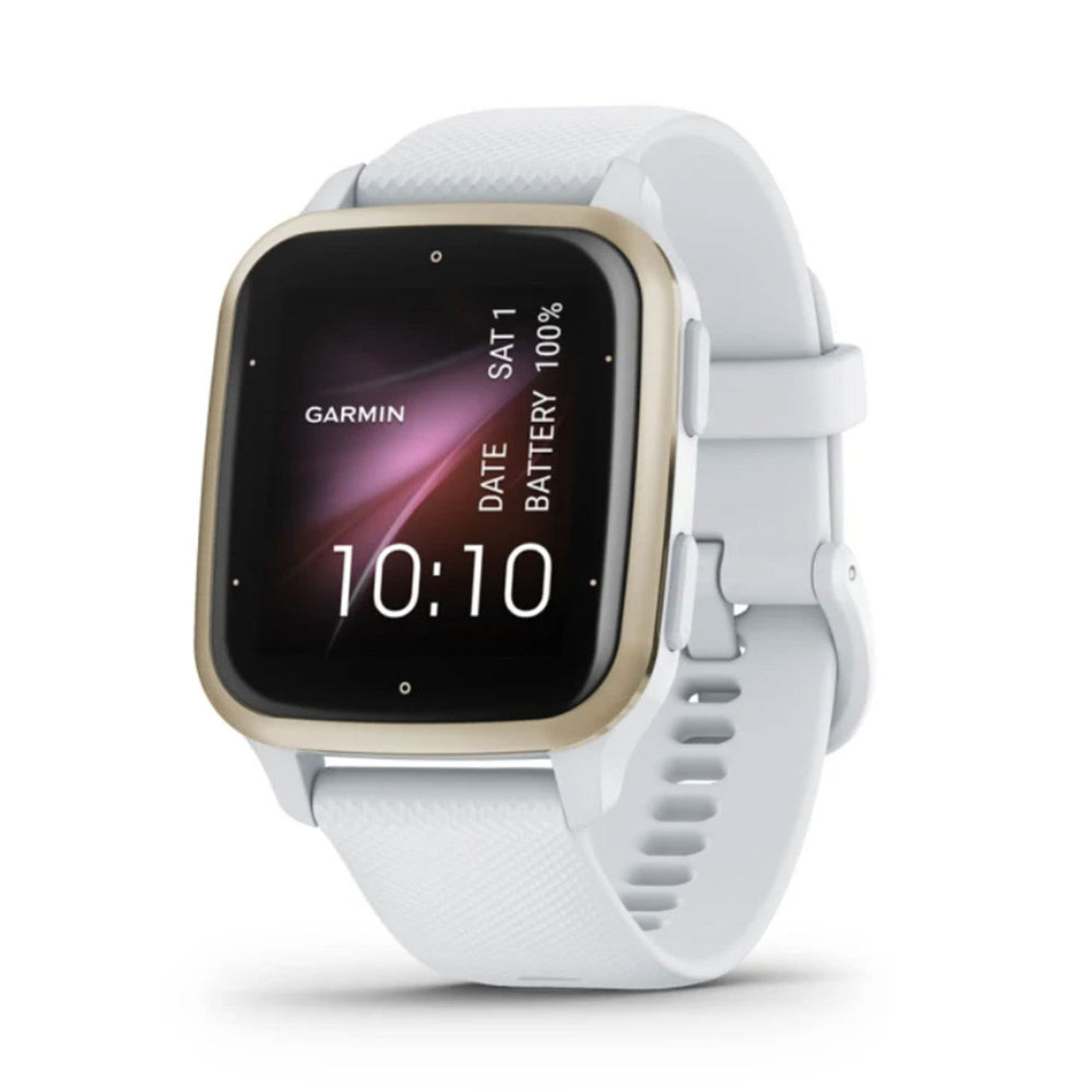 Venu® Sq 2 Cream Gold Aluminum Bezel with White Case and Silicone Band | Garmin | Luby 