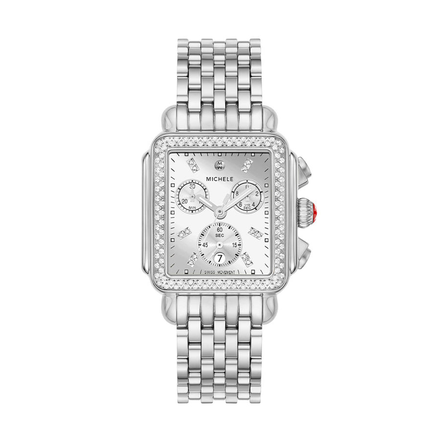 MICHELE Deco High Shine Chronograph In Stainless Steel
