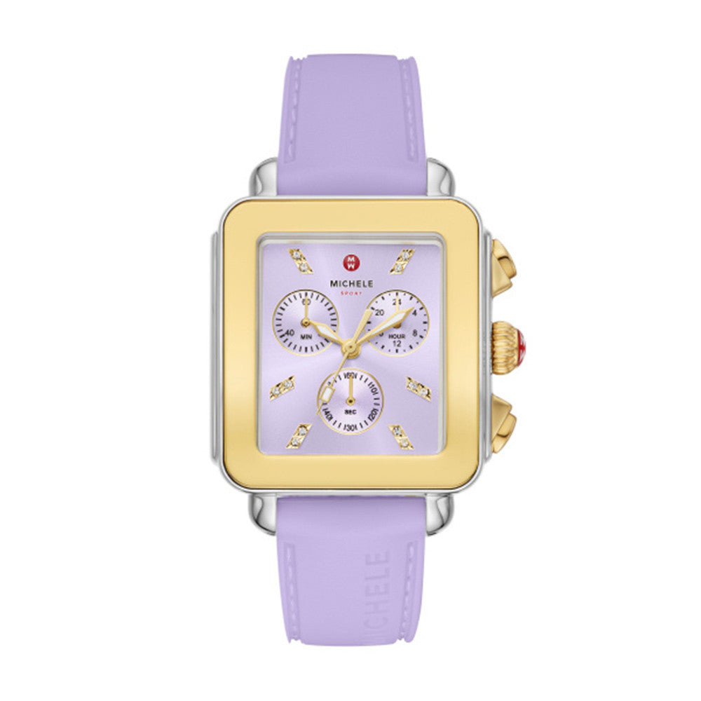 Deco Sport Gold-Tone Lavender Silicone Watch | Michele | Luby 