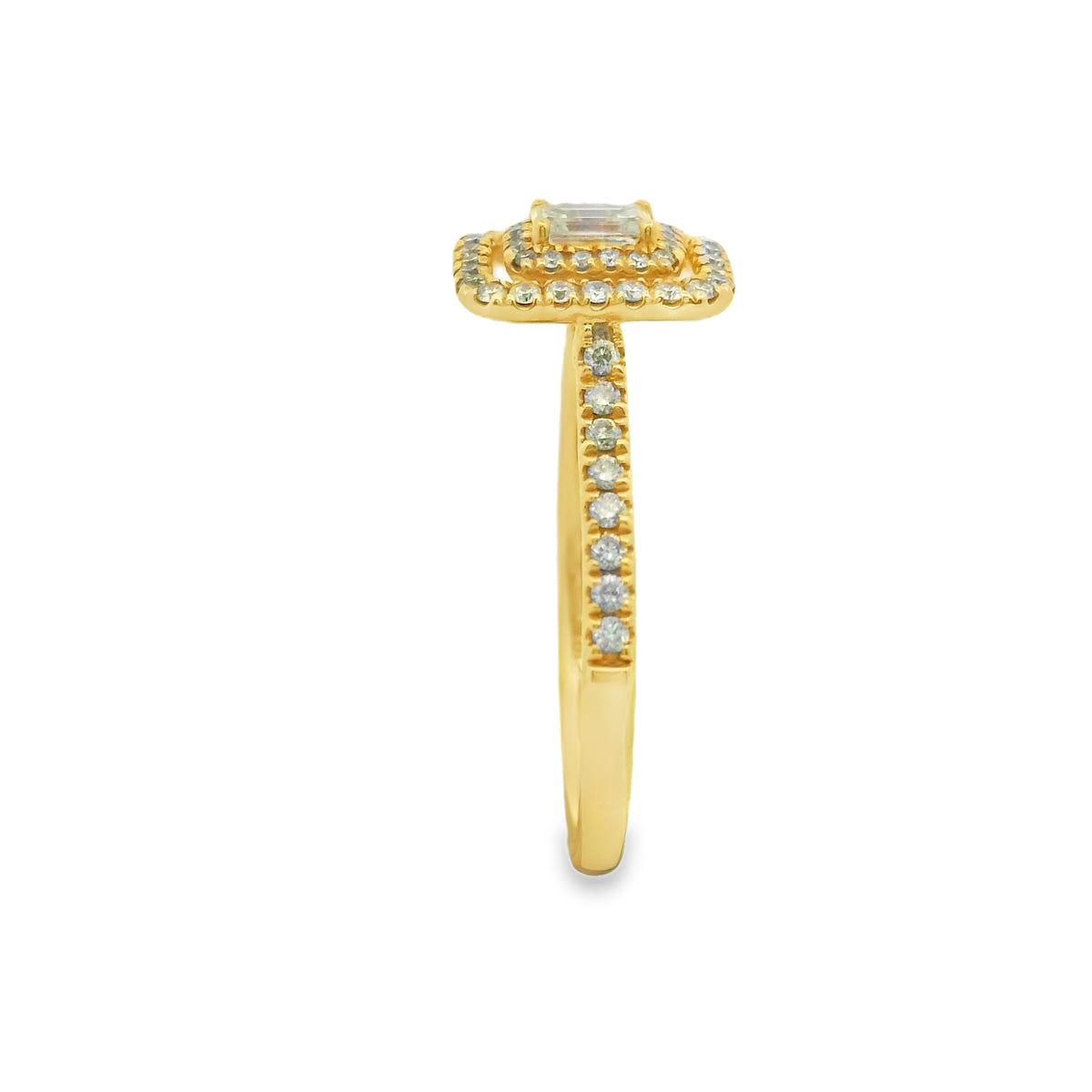 Zeghani Gold Emerald Cut Halo Engagement Ring | Zeghani | Luby 