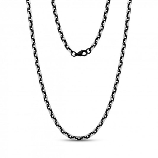 Oval Link Cutting Edges Steel Necklace