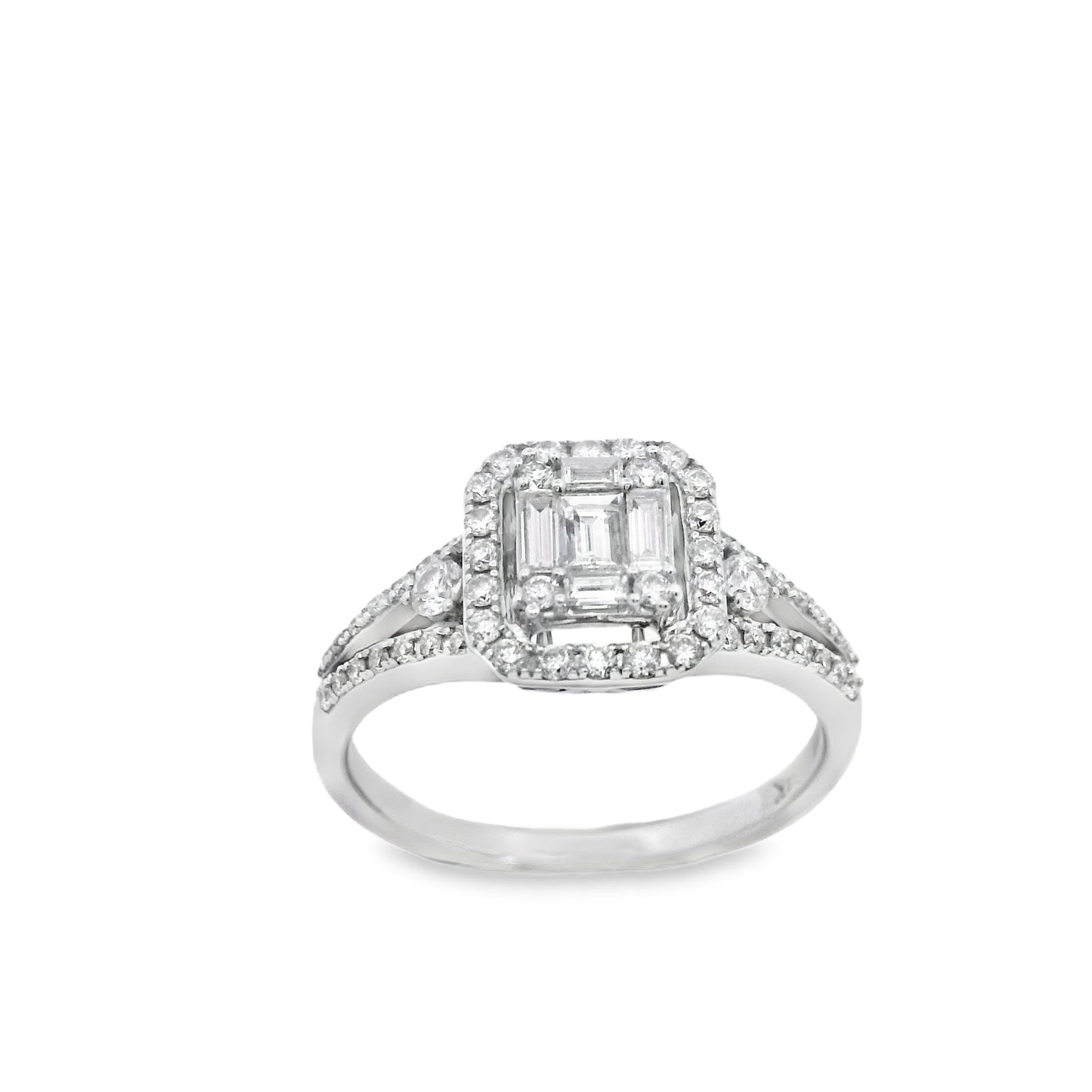 Zeghani White Gold Princess Cut Halo Engagement Ring | Zeghani | Luby 