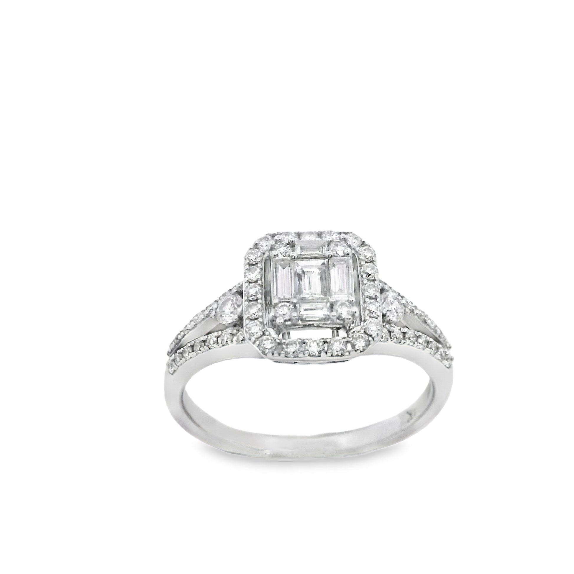 Zeghani White Gold Princess Cut Halo Engagement Ring | Zeghani | Luby 