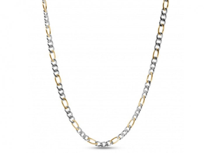 A.R.Z. Two Tone Figaro Link Necklace | ARZ Steel | Luby 