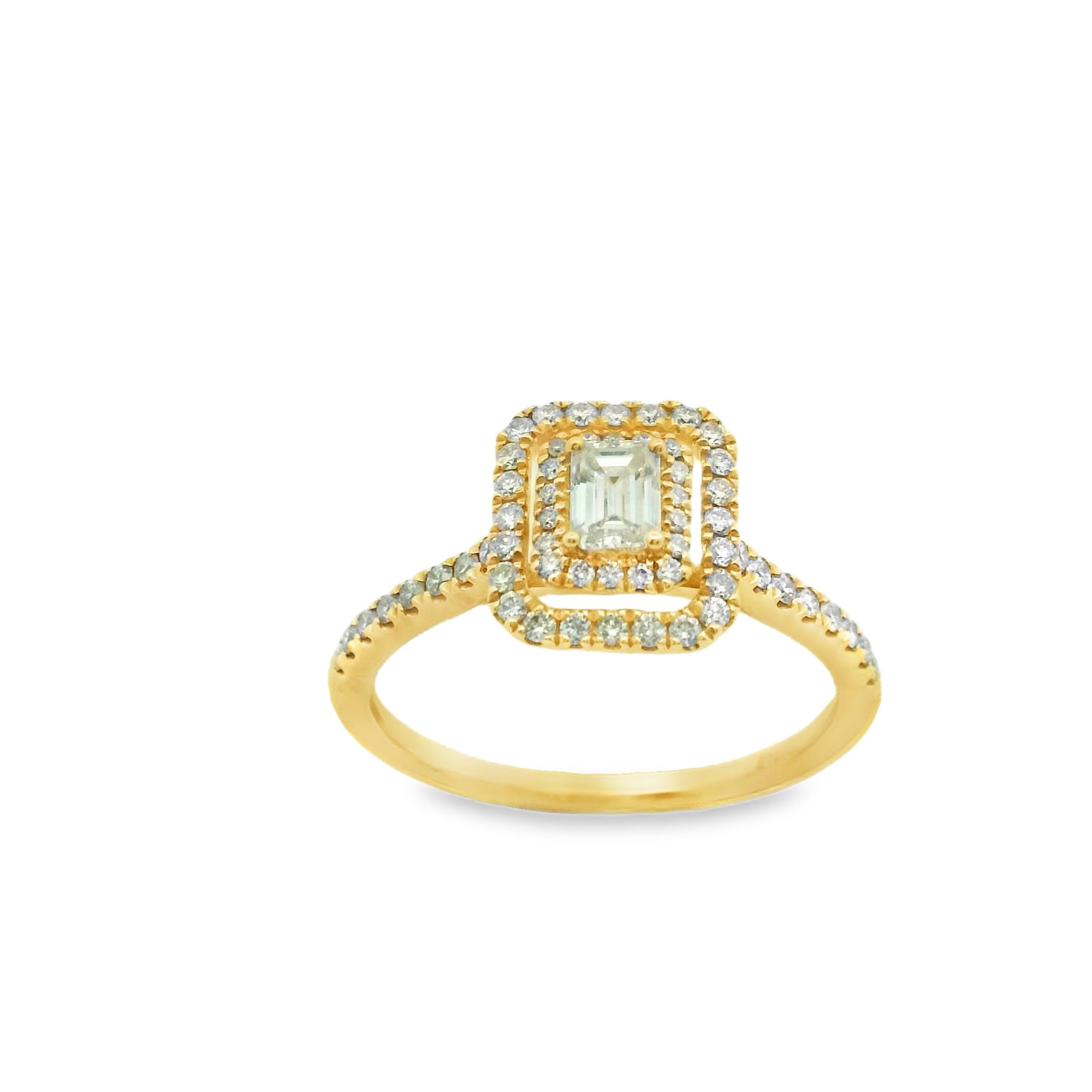 Zeghani Gold Emerald Cut Halo Engagement Ring | Zeghani | Luby 