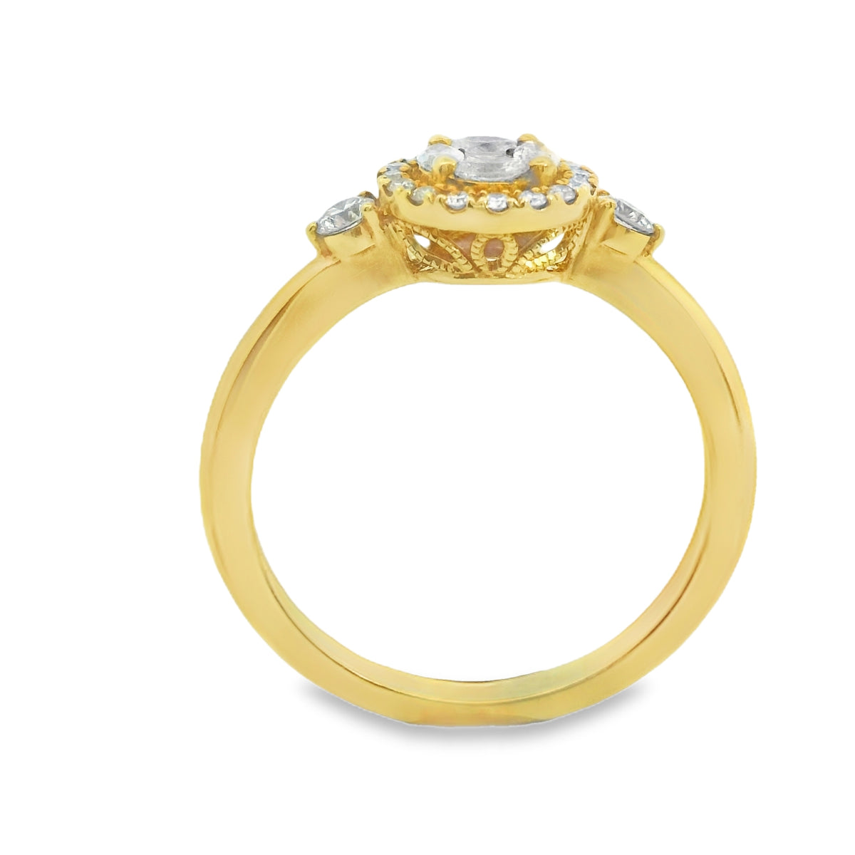 Zeghani White Gold Round Cut Halo Engagement Ring | Zeghani | Luby 