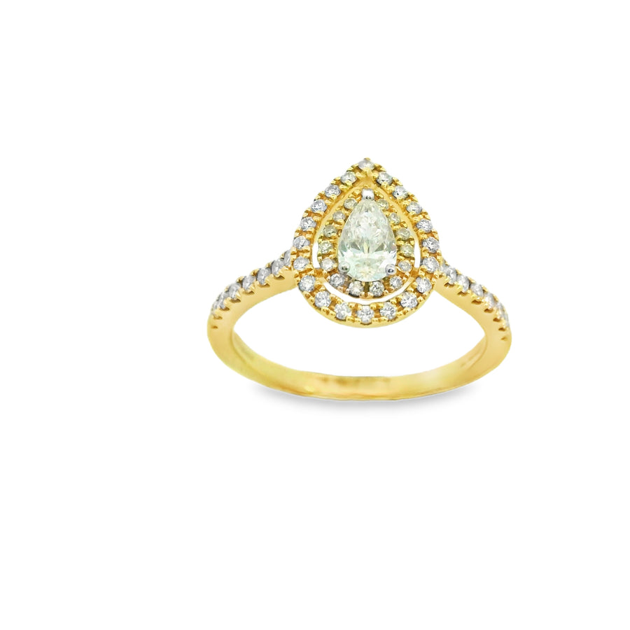 Zeghani Gold Pear Cut Delicate Diva Engagement Ring