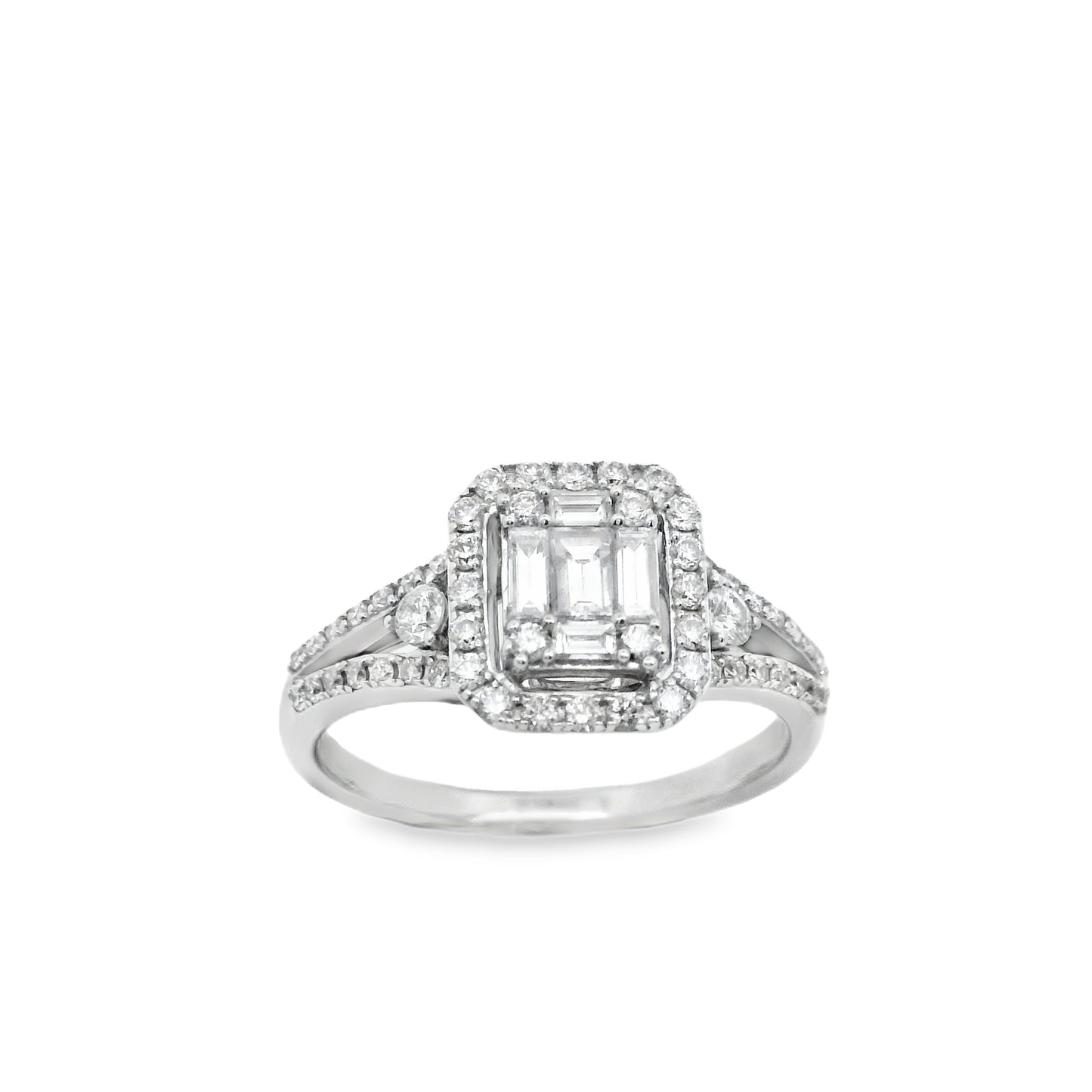 Zeghani White Gold Princess Cut Halo Engagement Ring | Zeghani | Luby 